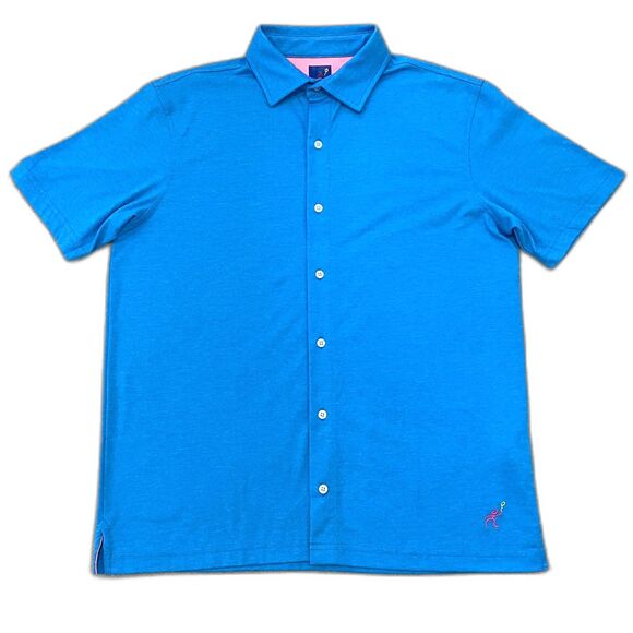 $90 Michael's Swimwear NWT Men's Size M Stretch Solid Blue Polo Shirt Peru - Picture 1 of 9
